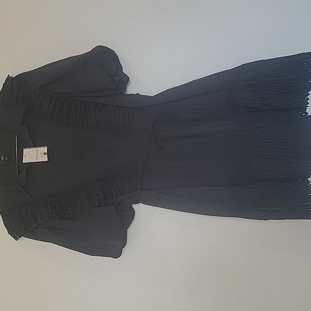 Puff Sleeve Black Ruffle Dress